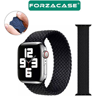 Forzacase Apple Watch 9 45mm için Hasır Örgü Solo Loop Kordon Kayış - FC401