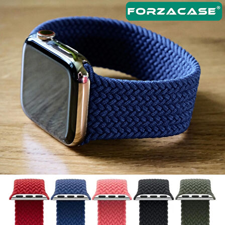 Forzacase Apple Watch 9 45mm için Hasır Örgü Solo Loop Kordon Kayış - FC401