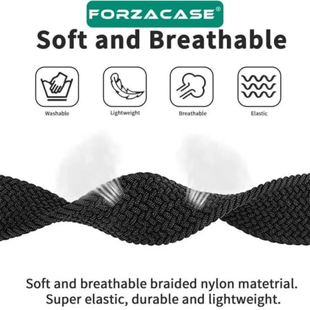 Forzacase Apple Watch 12 42mm ile uyumlu Hasır Örgü Solo Loop Kordon Kayış - FC401