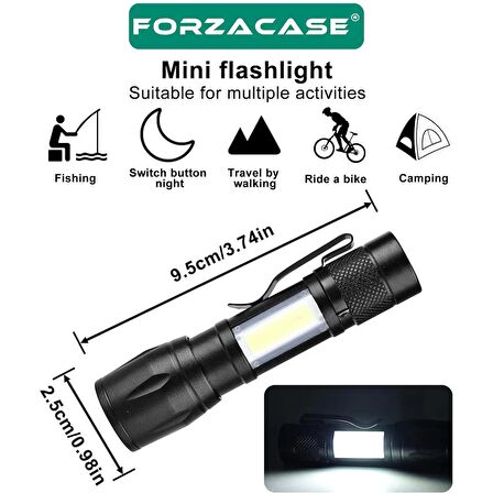 Forzacase 3 Watt Şarj Edilebilir Alüminyum Su Geçirmez 3 Modlu Mini El Feneri - FC403