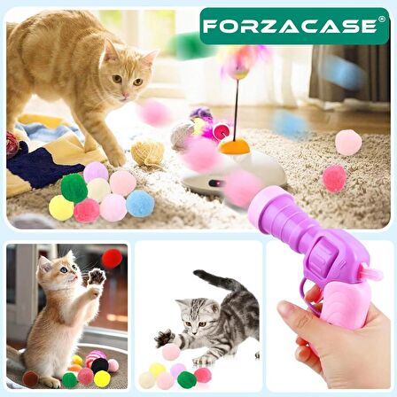 Forzacase 30 Adet Toplu Peluş Top Atan İnteraktif Kedi Oyuncağı - FC422