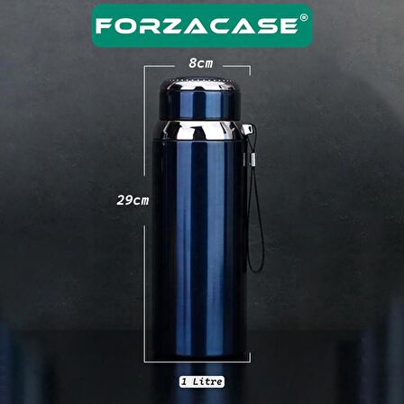 Forzacase Paslanmaz Çelik 1 Litre 12 Saat Sıcak Soğuk Tutan Çay Kahve Su Termosu - FC434