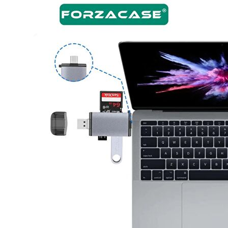 Forzacase USB 3.0 Type C Micro USB Kart Okuyucu 3in1 USB OTG SD/TF - FC447