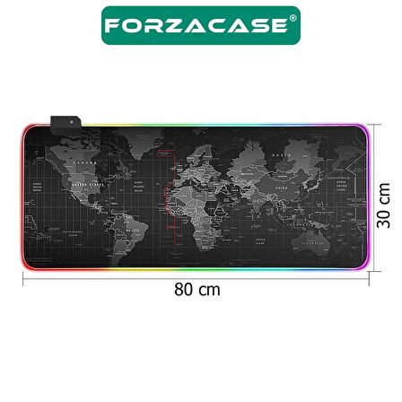 Forzacase RGB Ledli Gaming Mouse Pad 80x30cm Dünya Haritası - FC454