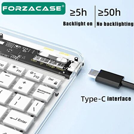 Forzacase Tablet ve Telefonlar için 7 Renk RGB LED Işıklı Kablosuz Bluetooth Klavye - FC461