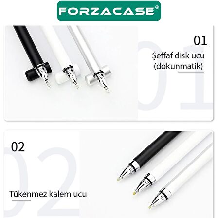 Forzacase Universal Telefon Tablet iPad 2in1 Disk Uçlu Stylus Pen Dokunmatik Kalem - FC470