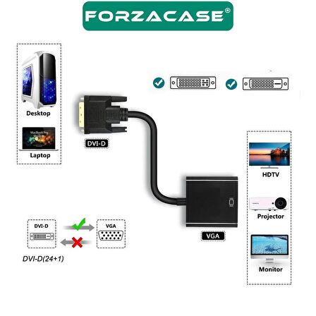 Forzacase DVI to VGA 1080p 24+1 VGA Dönüştürücü Adaptör - FC472