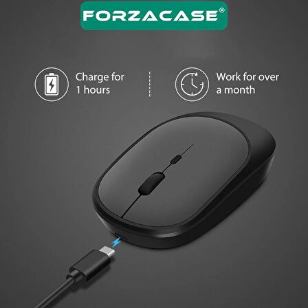  Forzacase 1600 DPI Şarj Edilebilir 2.4 GHz Bluetooth Kablosuz Mouse - FC474