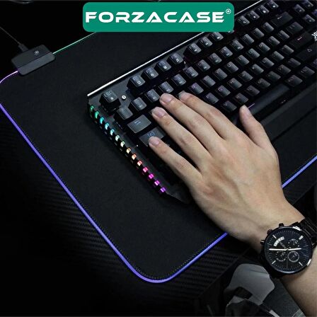 Forzacase Siyah Zemin RGB Ledli Gaming Mouse Pad RGB Oyuncu Mouse Pad 80X30 cm - FC486