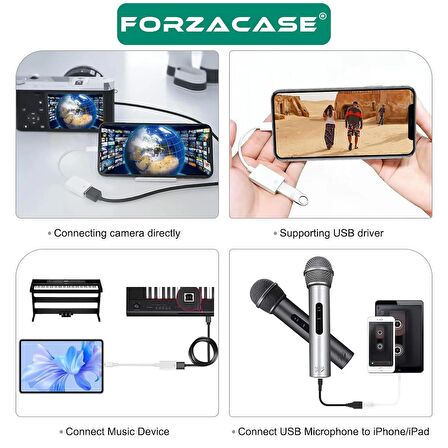 Forzacase iPhone iPad Lightning to USB Tak Çalıştır Kamera Adaptörü - FC490