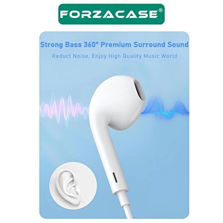 Forzacase Xiaomi Samsung Huawei Oppo Realme Uyumlu Type-C Kulaklık Kablolu Kulaklık - FC496
