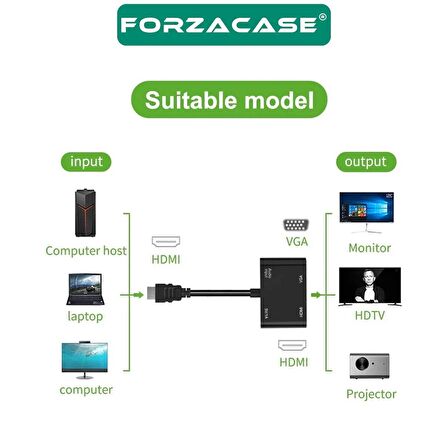 Forzacase 4in1 HDMI TO VGA Adaptör Type C Aux Çevirivi Adaptör - FC504