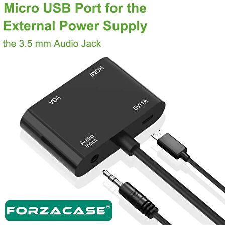 Forzacase 4in1 HDMI TO VGA Adaptör Type C Aux Çevirivi Adaptör - FC504