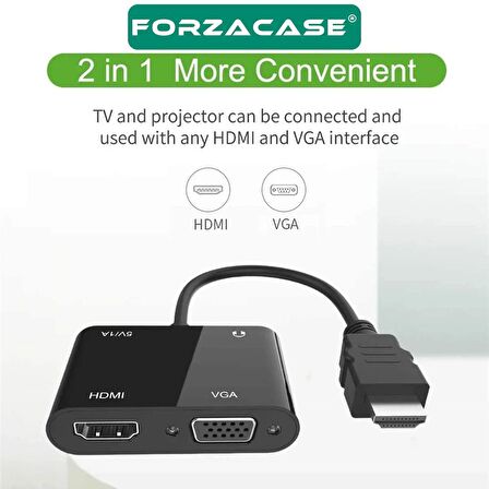 Forzacase 4in1 HDMI TO VGA Adaptör Type C Aux Çevirivi Adaptör - FC504