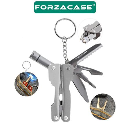 Forzacase Çok Amaçlı 9in1 Katlanabilir Mini Pense Çok Fonksiyonlu Katlanır Metal Çakı - FC505