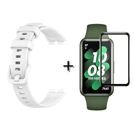 Forzacase Huawei Band 8 ile uyumlu Silikon Kordon Kayış + Ekran Koruma Filmi - FC541