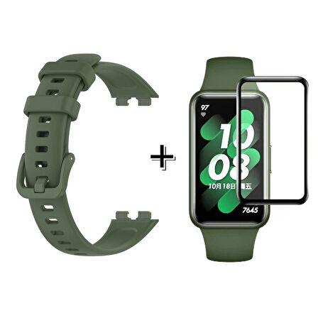 Forzacase Huawei Band 8 ile uyumlu Silikon Kordon Kayış + Ekran Koruma Filmi - FC541