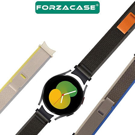 Forzacase Samsung Galaxy Watch 6 Classic 47mm ile uyumlu Trial Cırtlı Hasır Kumaş Kordon Kayış FC566