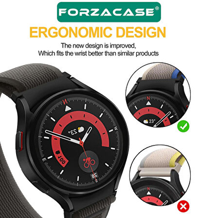 Forzacase Samsung Galaxy Watch 6 Classic 47mm ile uyumlu Trial Cırtlı Hasır Kumaş Kordon Kayış FC566