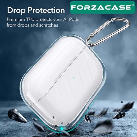 Forzacase Airpods Pro Şeffaf Anahtar Askılıklı Kılıfı + 2 Çift Yedek Kulaklık Ucu S/L Gürültü Engellemeli Tıkaç - FC567