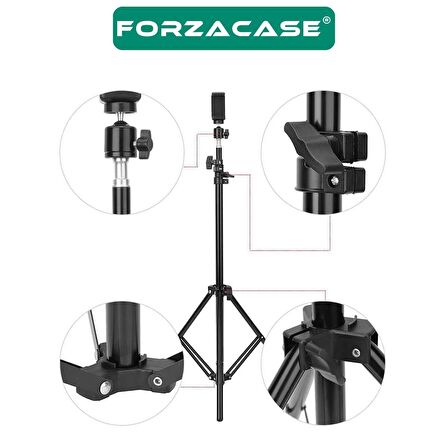 Forzacase Bluetooth Kumandalı 3 Ayak Sabitleyici Alüminyum Telefon Kamera DSLR Tripodu 200 cm FC576