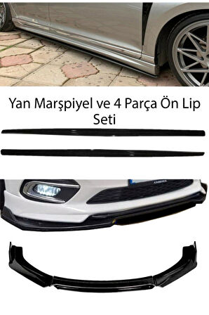 Honda Civic Fb7 2011-2016 F30 Düz Yan Marşpiyel Eki 4 Parça Ön Ek Piano Black Set