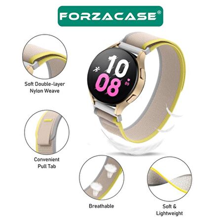 Forzacase 20 mm Universal Akıllı Saatler için Cırtlı Hasır Kumaş Kordon Kayış - FC604