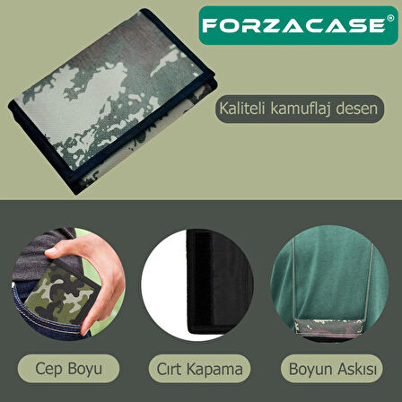 Forzacase 4 Göz İç Fermuarlı Cırt Kapamalı Boyun Asmalı Asker Cüzdanı - FC615