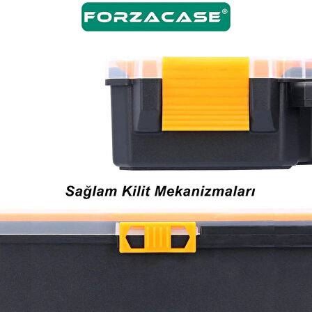 Forzacase 16 Bölmeli Balıkçı Marangoz Malzeme ve Takı Aksesuar Organizer Çantası - FC672