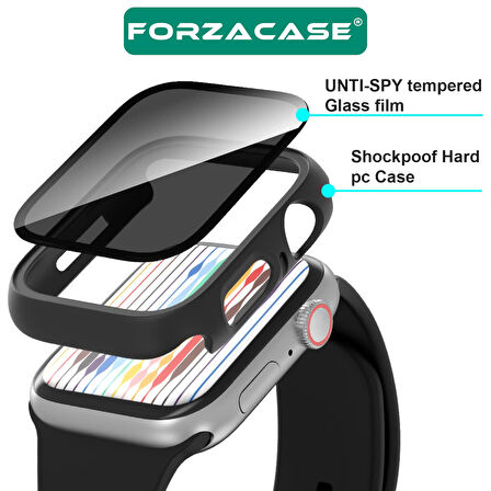 Forzacase Apple Watch 41 mm ile uyumlu Privacy Hayalet Ekran Korumalı Sert Rubber Kılıf - FC675