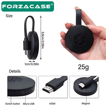 Forzacase HDMI 4K Çözünürlük Kablosuz Görüntü Ve Ses Aktarıcı / Tablet Telefondan Televizyona FC689