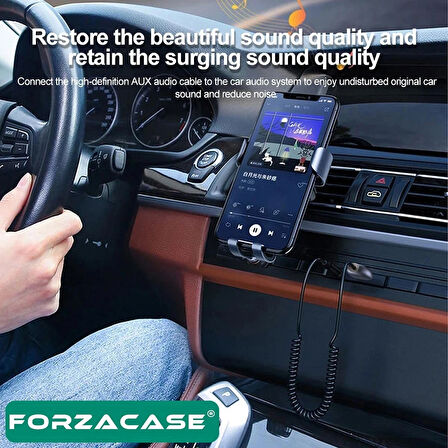 Forzacase Bluetooth 5.0 FM Transmitter AUX USB Girişli 1.2 metre - FC697