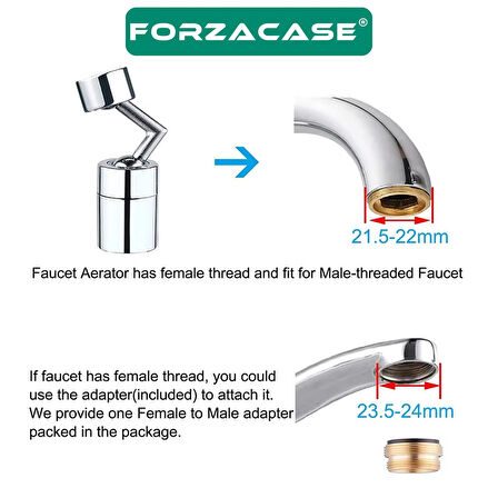 Forzacase Banyo Mutfak için 720 Derece Dönebilen Musluk Başlığı - FC707