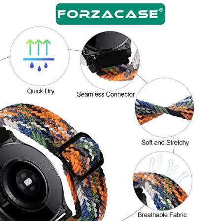 Forzacase Huawei Watch GT 6 Pro 46mm ile uyumlu Esnek Hasır Örgü Tokalı Kordon Kayış - FC739
