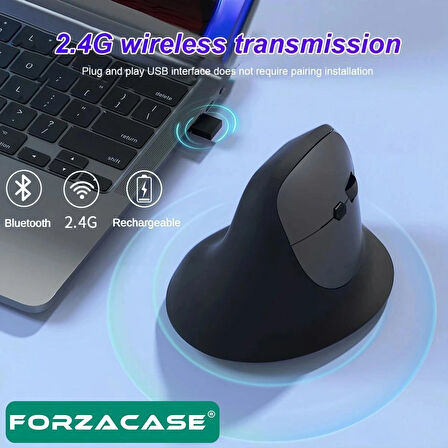 Forzacase 1600 DPI Şarj Edilebilir 2.4 GHz Ergonomik Bluetooth Kablosuz Mouse - FC745