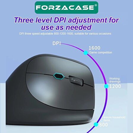 Forzacase 1600 DPI Şarj Edilebilir 2.4 GHz Ergonomik Bluetooth Kablosuz Mouse - FC745