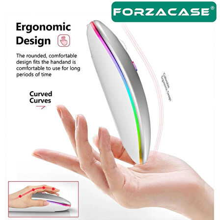 Forzacase 1600 DPI Şarj Edilebilir 2.4 GHz RGB Bluetooth Kablosuz Mouse - FC750B