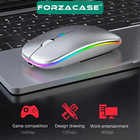 Forzacase 1600 DPI Şarj Edilebilir 2.4 GHz RGB Bluetooth Kablosuz Mouse - FC750B