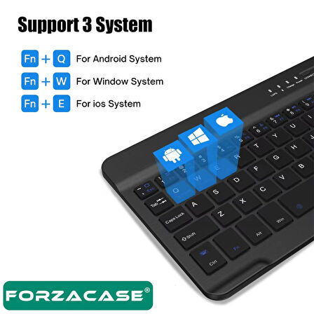 Forzacase Tablet ve Telefonlar için Şarjlı Kare Tuşlu Bluetooth Kablosuz Klavye - FC755