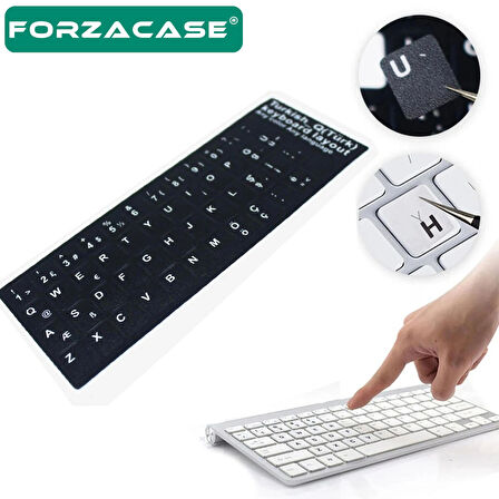 Forzacase Türkçe Q Klavye Etiketi Laptop Macbook PC Sticker Siyah - FC757