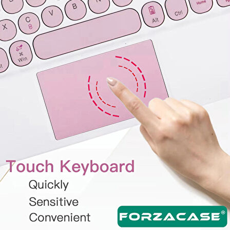 Forzacase Tablet ve Telefonlar için Şarjlı Yuvarlak Tuşlu Touchpadli Bluetooth Kablosuz Klavye FC758