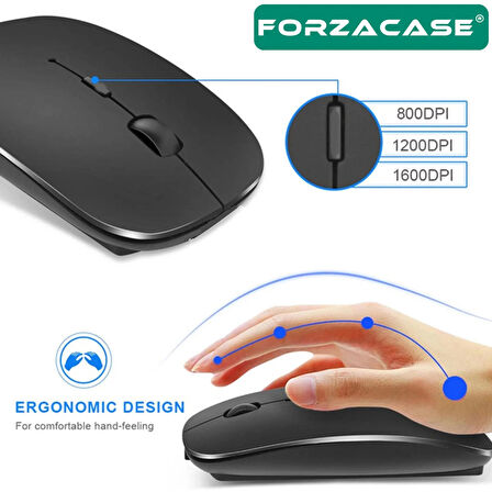 Forzacase Tablet ve Telefonlar için Şarjlı Kare Tuşlu Bluetooth Kablosuz Klavye Mouse Seti - FC760