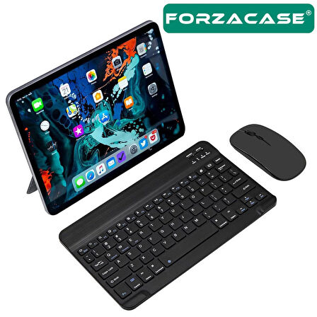 Forzacase Tablet ve Telefonlar için Şarjlı Kare Tuşlu Bluetooth Kablosuz Klavye Mouse Seti - FC760