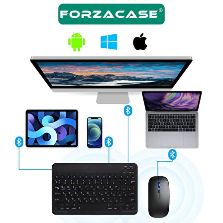 Forzacase Samsung Galaxy Tab S10 Ultra SM-X920 uyumlu Bluetooth Kablosuz Klavye Mouse Set - FC760S