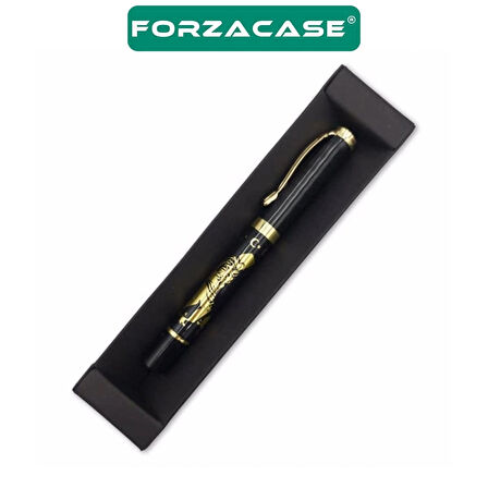 Forzacase Atatürk İşlemeli Kutulu Metal Roller Kalem Siyah Gold - FC761