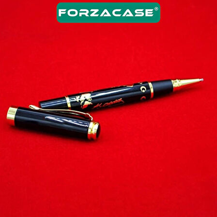 Forzacase Atatürk İşlemeli Kutulu Metal Roller Kalem Siyah Gold - FC761