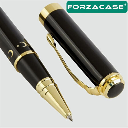 Forzacase Atatürk İşlemeli Kutulu Metal Roller Kalem Siyah Gold - FC761