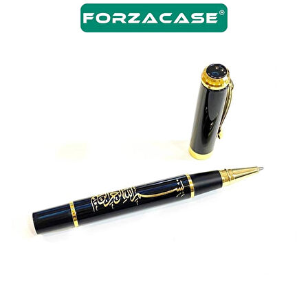 Forzacase Besmele İşlemeli Kutulu Metal Roller Kalem Siyah Gold - FC761