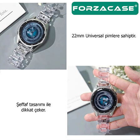 Forzacase Huawei Watch 4 / 4 Pro ile uyumlu Transparan Şeffaf Baklalı Kordon Kayış - FC763