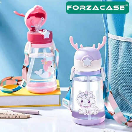 Forzacase Çoçuklar için Geyikli Suluk (BPA FREE) Askılıklı Suluk Matara 500 ml - FC765